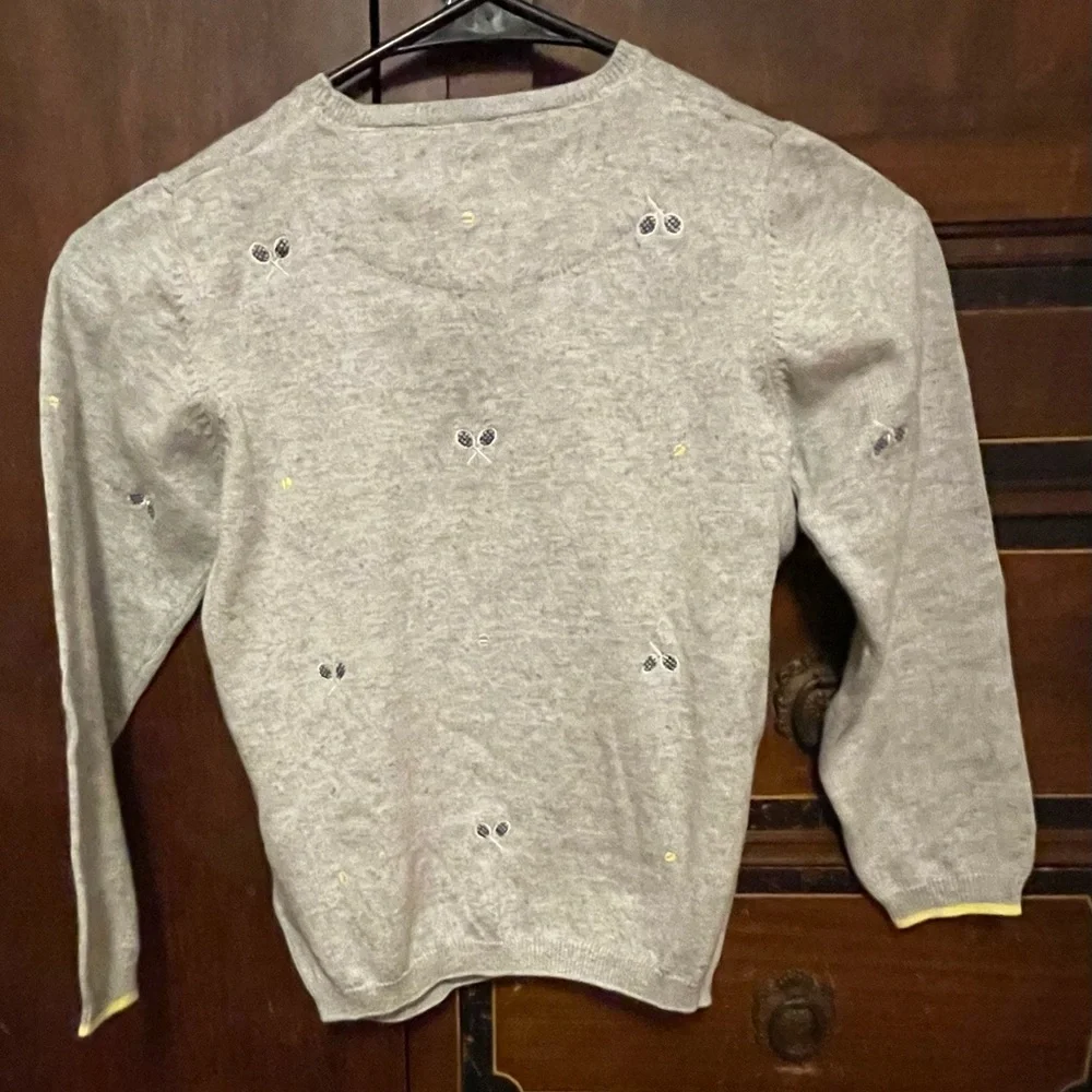 Mayoral Light Gray Kids Sweater with Tennis Embroidered Accents